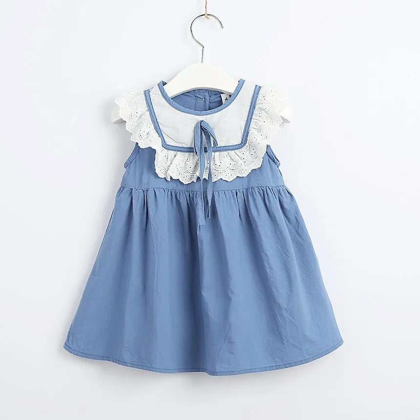 Girls Cotton Patchwork Candy Color Bowknot Dresses