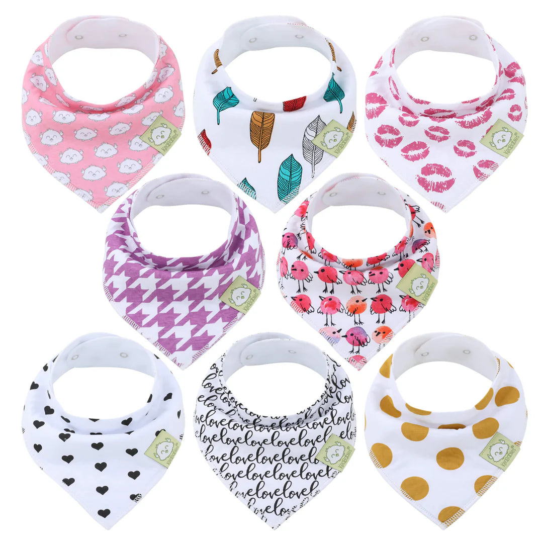 8-Pack Organic Bandana Bibs (Girl)