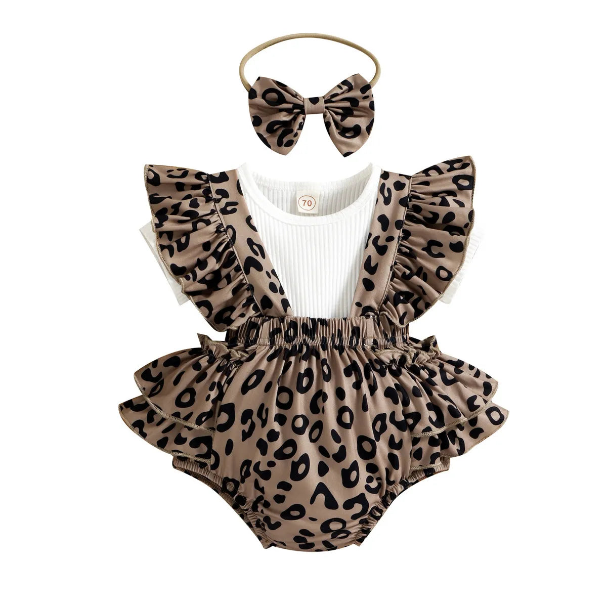 Kids Baby Girls Casual Cute Short Sleeve Top Leopard Romper Sets