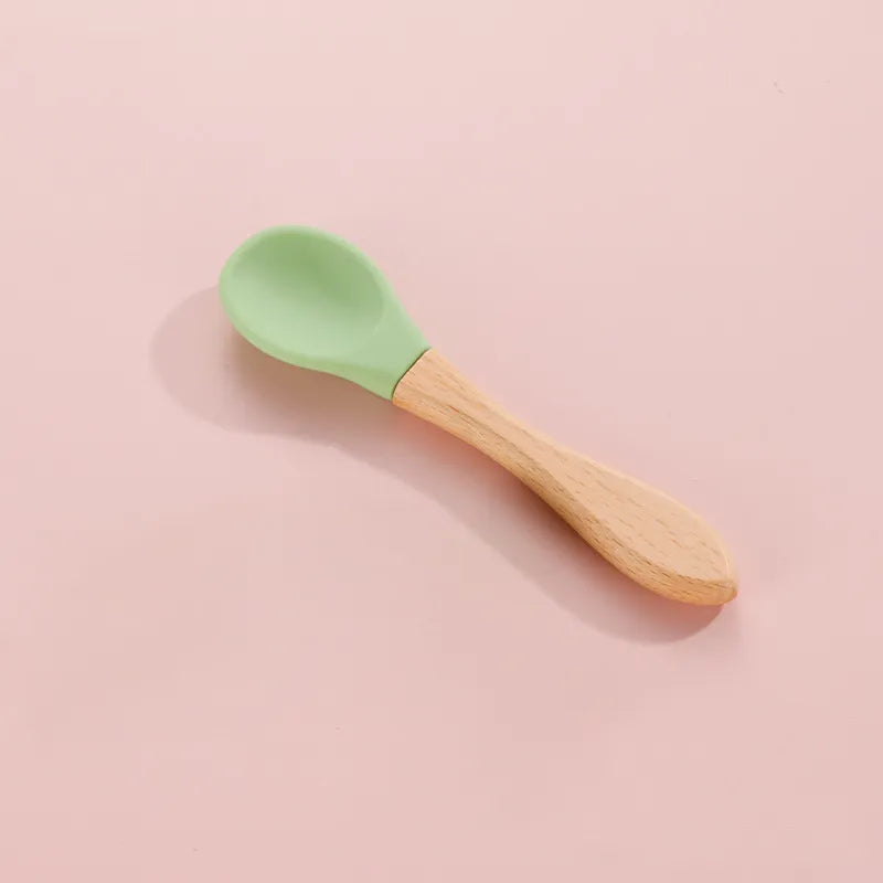 Baby Cute Simple Wooden Handle Splice Spoon