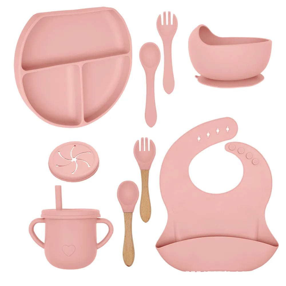 Baby Solid Color Silicone Anti-Fall Food Grade Dinner Plate 10-Pieces Set