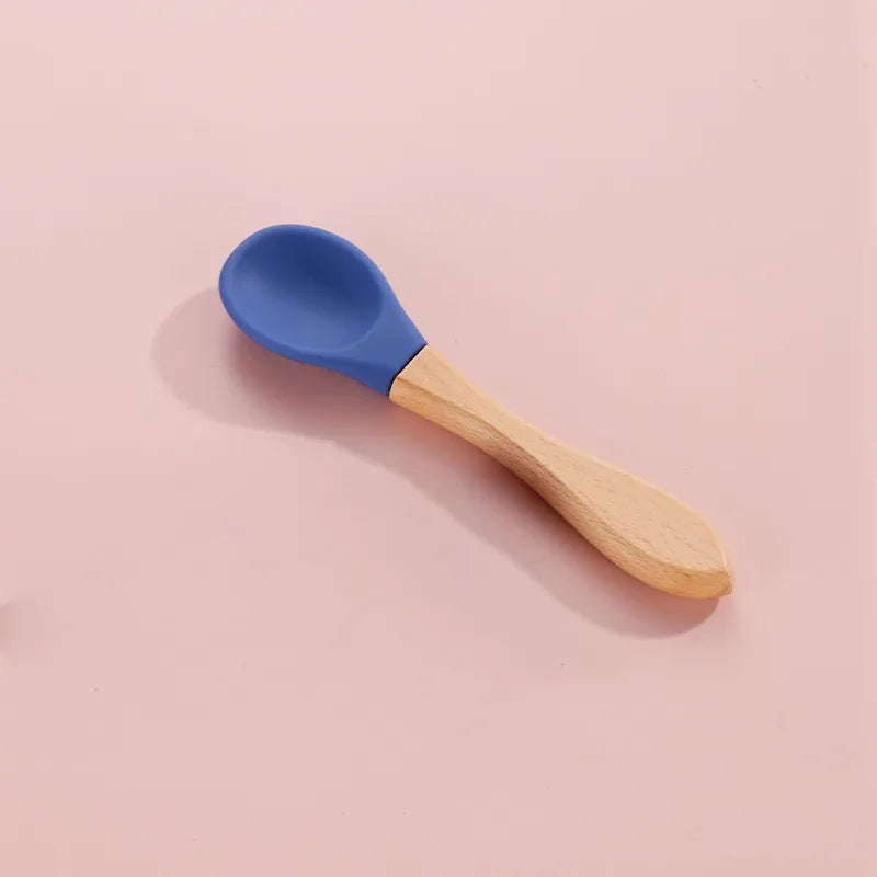 Baby Cute Simple Wooden Handle Splice Spoon