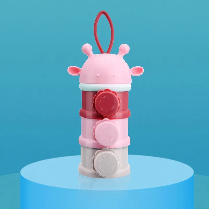 Cute Cartoon Baby Food Storage Containers Infant Milk Powder Box Formula Dispenser 3 Layers Portable Toddler Snacks Container