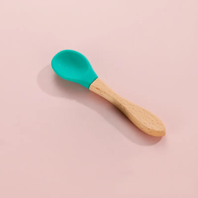 Baby Cute Simple Wooden Handle Splice Spoon