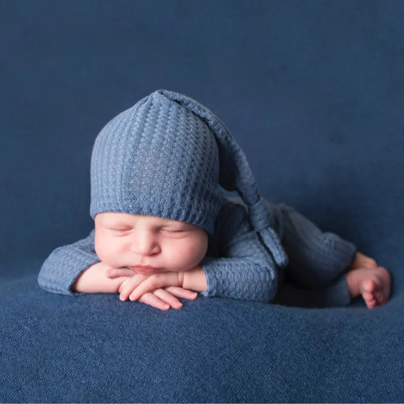 Newborn Baby Infant Knitted Jumpsuits Cap Two-Piece Set