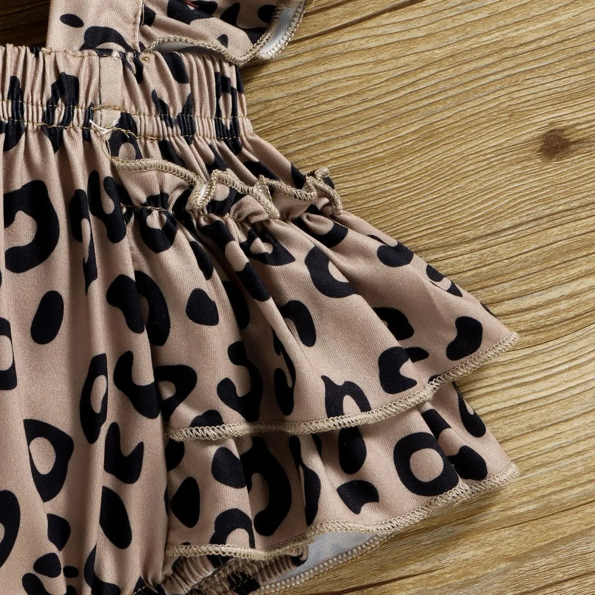 Kids Baby Girls Casual Cute Short Sleeve Top Leopard Romper Sets
