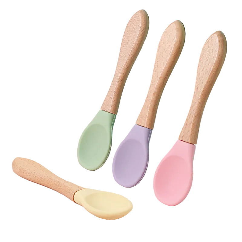 Baby Cute Simple Wooden Handle Splice Spoon