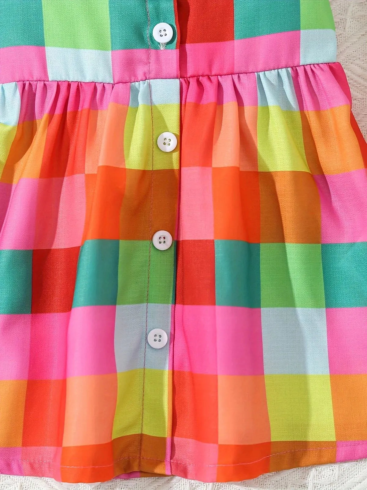 Baby Girls Halter Neck Backless Color Blocking Plaid Dress