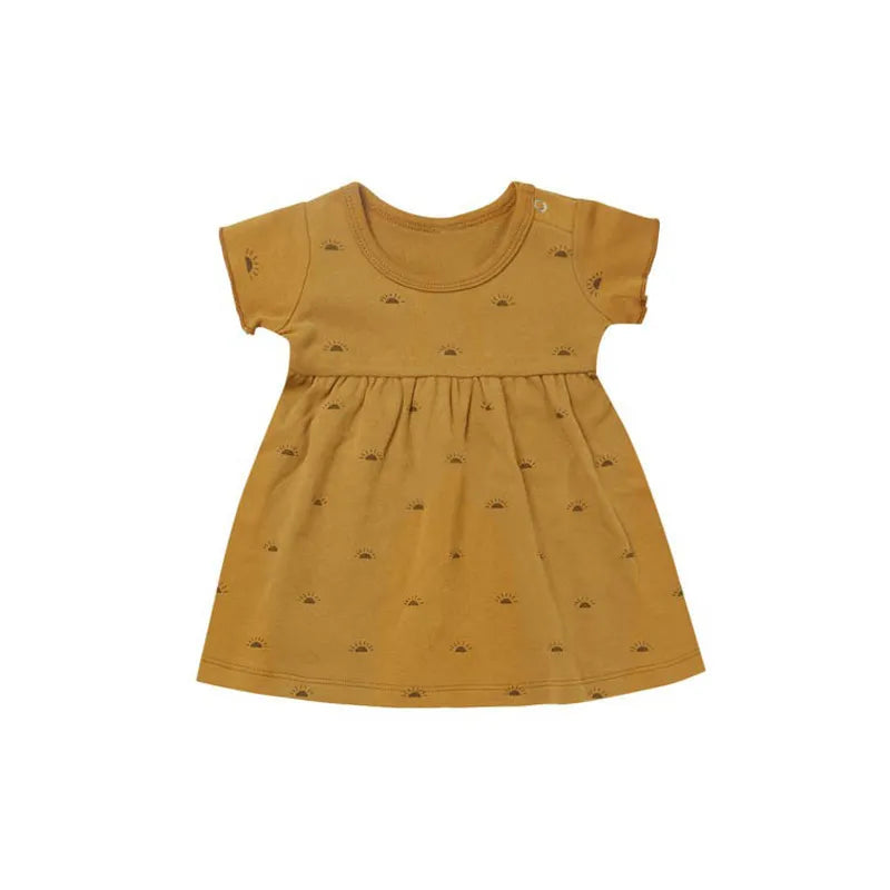 Baby Fashion Cute Animal Sun Pattern Print Short Sleeve Dress