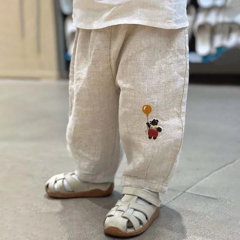 Kids Toddler Boys Girls Casual Versatile Linen Pants