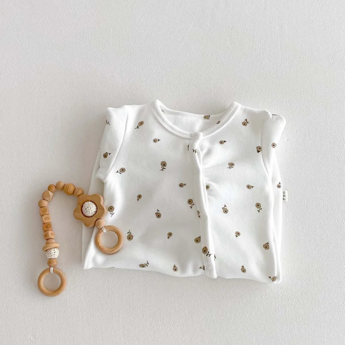 Baby Boys Girls Casual Cute Tiny Flower Print Long Sleeve Romper