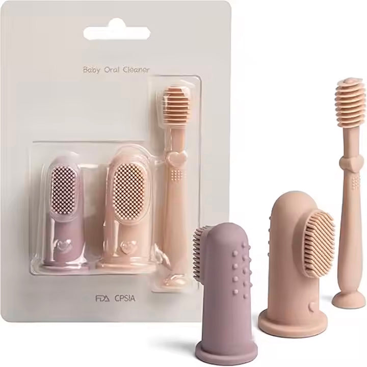 Oral Cleaning Baby Toothbrush Set Food Grade Silicone Baby Soft Finger Toothbrush