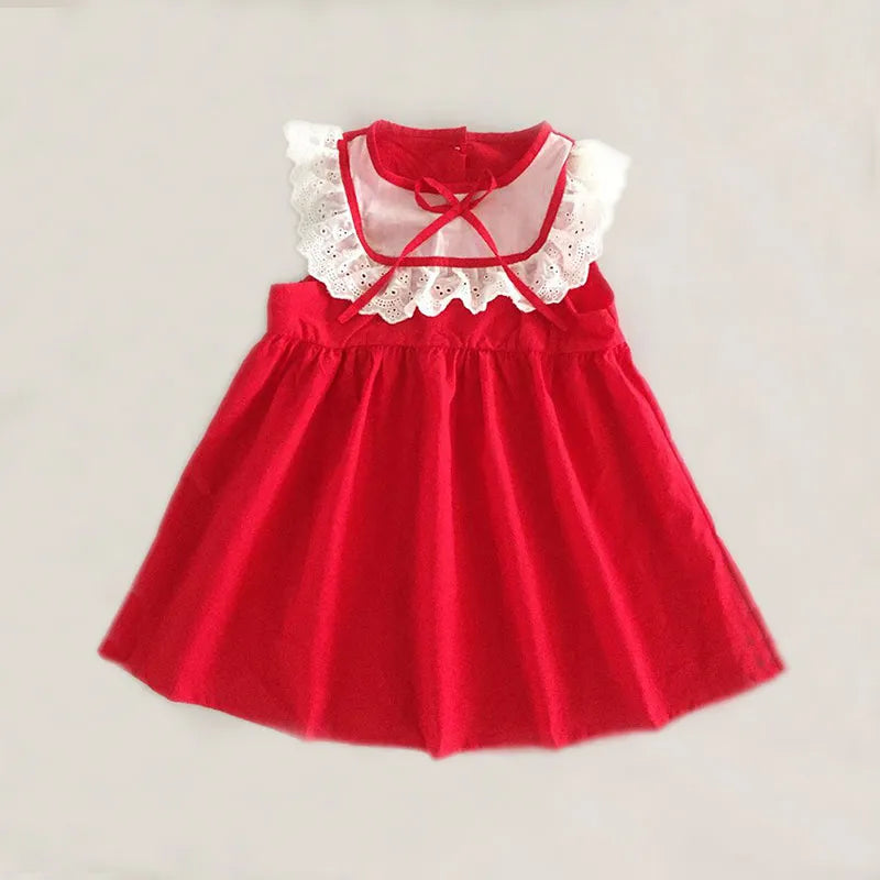 Girls Cotton Patchwork Candy Color Bowknot Dresses