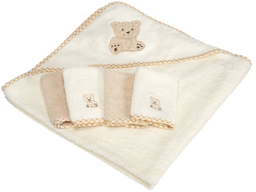 SPASILK HOODED TOWEL & WASHCLOTH SET, BEAR