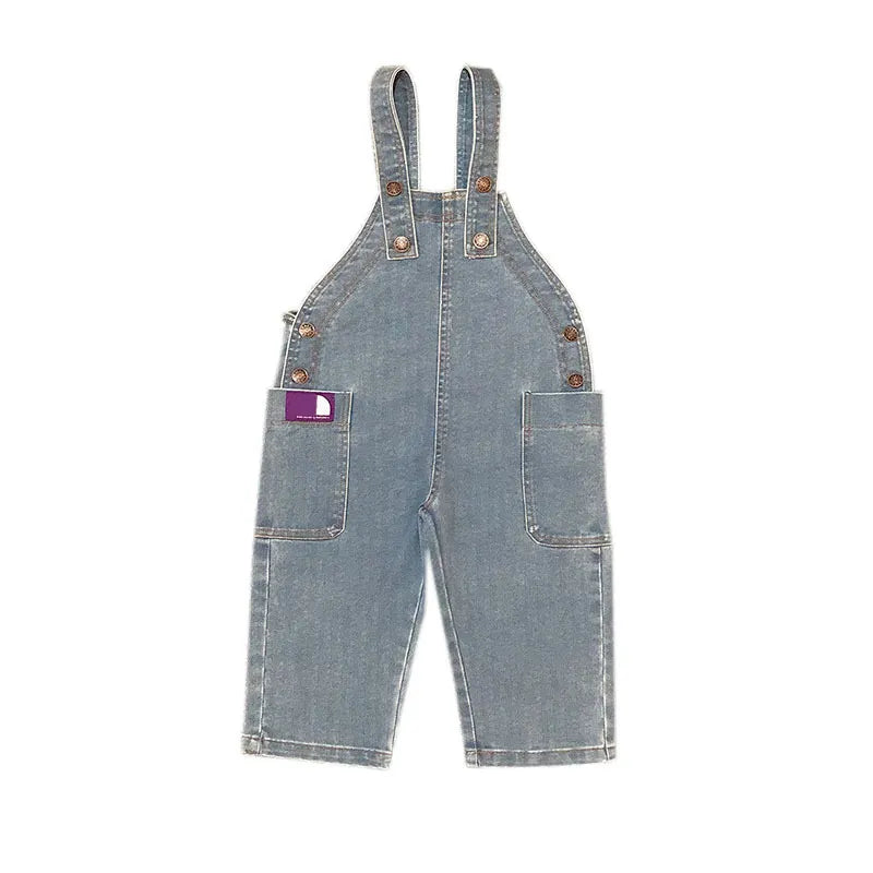 Kids Toddler Unisex Spring Autumn Casual Denim Suspender Pants