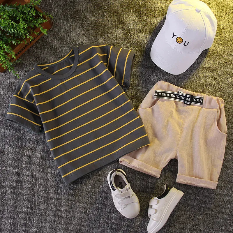 Boy'S Fashion Stripe Two-Piece Set