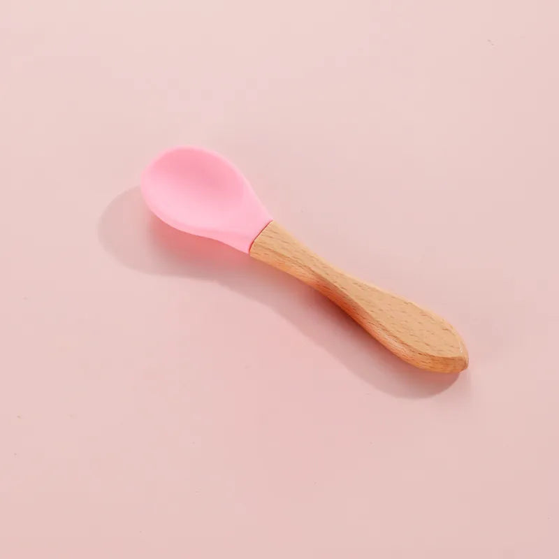Baby Cute Simple Wooden Handle Splice Spoon