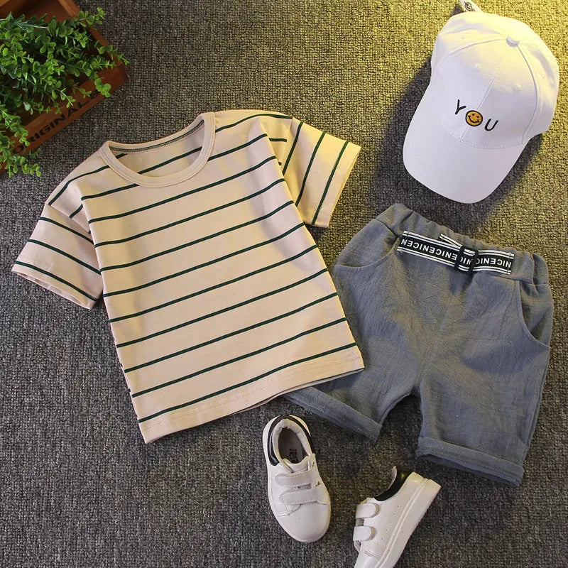 Boy'S Fashion Stripe Two-Piece Set