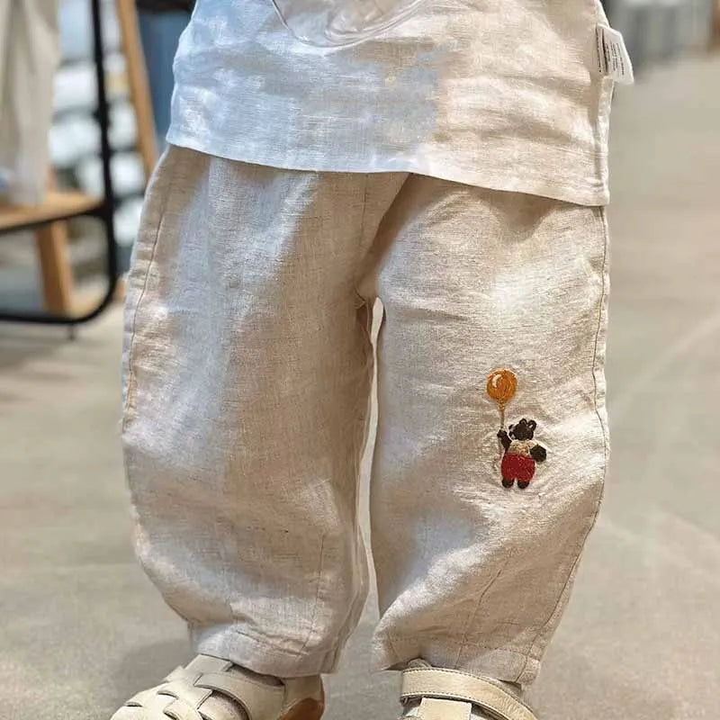 Kids Toddler Boys Girls Casual Versatile Linen Pants