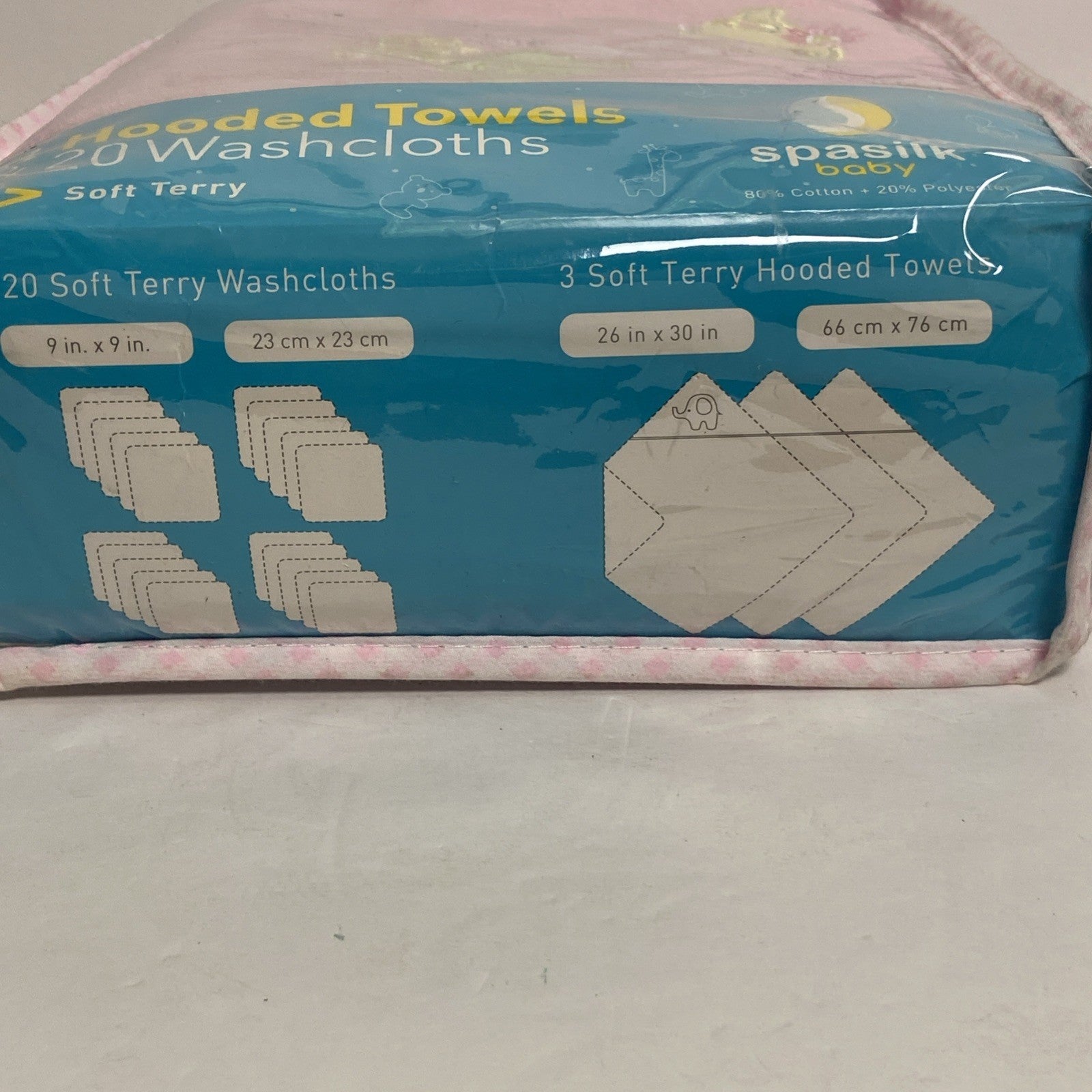SpaSilk Baby 3x Hooded Towels & 20 Washcloth Soft Terry New Pink